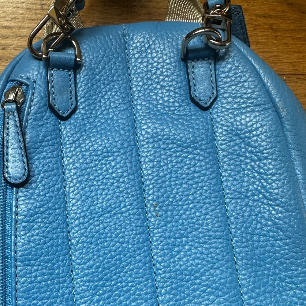 Michael Kors Bright Blue Pebbled Leather Mini Backpack with Chain Detail - Picture 4 of 7